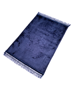 Grand Tapis de Prière - Bleu Nuit - Motif Mirhab - Molletonné, Épais et Très Doux - Confortable et Anti-Dérapant