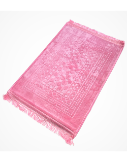 Grand Tapis de Prière - Rose - Motif Mirhab - Molletonné, Épais et Très Doux - Confortable et Anti-Dérapant