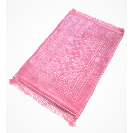 Grand Tapis de Prière - Rose - Motif Mirhab - Molletonné, Épais et Très Doux - Confortable et Anti-Dérapant