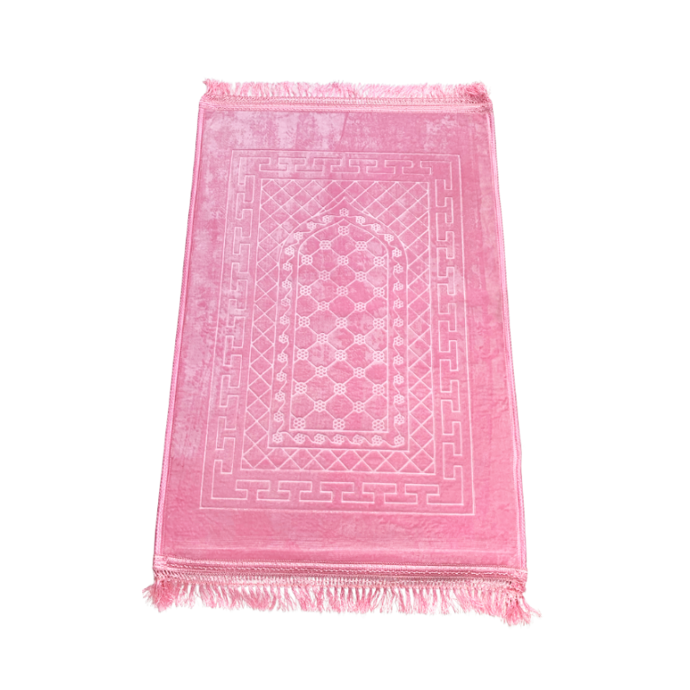 Grand Tapis de Prière - Rose - Motif Mirhab - Molletonné, Épais et Très Doux - Confortable et Anti-Dérapant