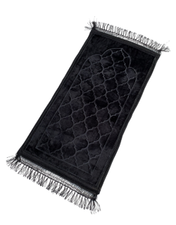 Tapis de Prière pour Enfant avec Motif Mirhab Noir - Doux, Épais et Anti-Dérapant - Dimension 42 x 80 cm