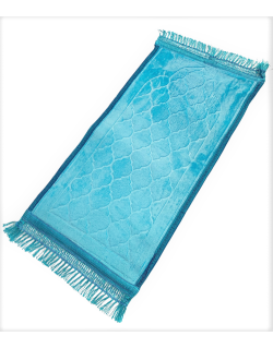 Tapis de Prière pour Enfant avec Motif Mirhab Turquoise - Doux, Épais et Anti-Dérapant - Dimension 42 x 80 cm