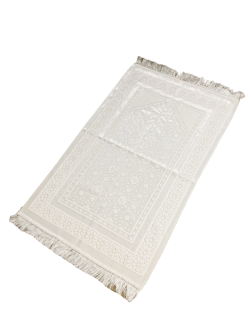 Tapis de Prière de Luxe Blanc Uni pour Adulte - Dimensions 73 x 110 cm