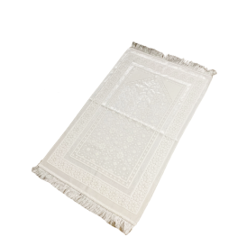 Tapis de Prière de Luxe Blanc Uni pour Adulte - Dimensions 73 x 110 cm