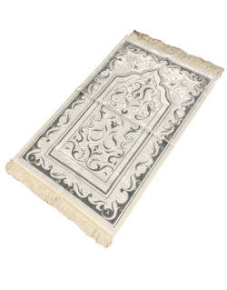 Tapis de Prière de Luxe Blanc Argenté pour Adulte - Dimensions 73 x 110 cm
