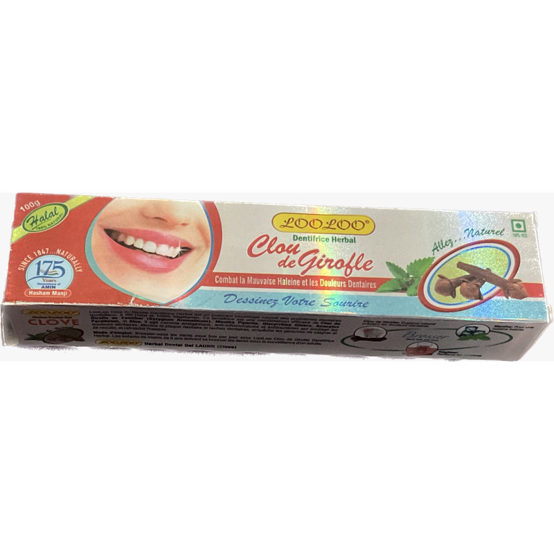 Dentifrice Herbal Looloo 100G Meswak avec Du Clou de Girofle