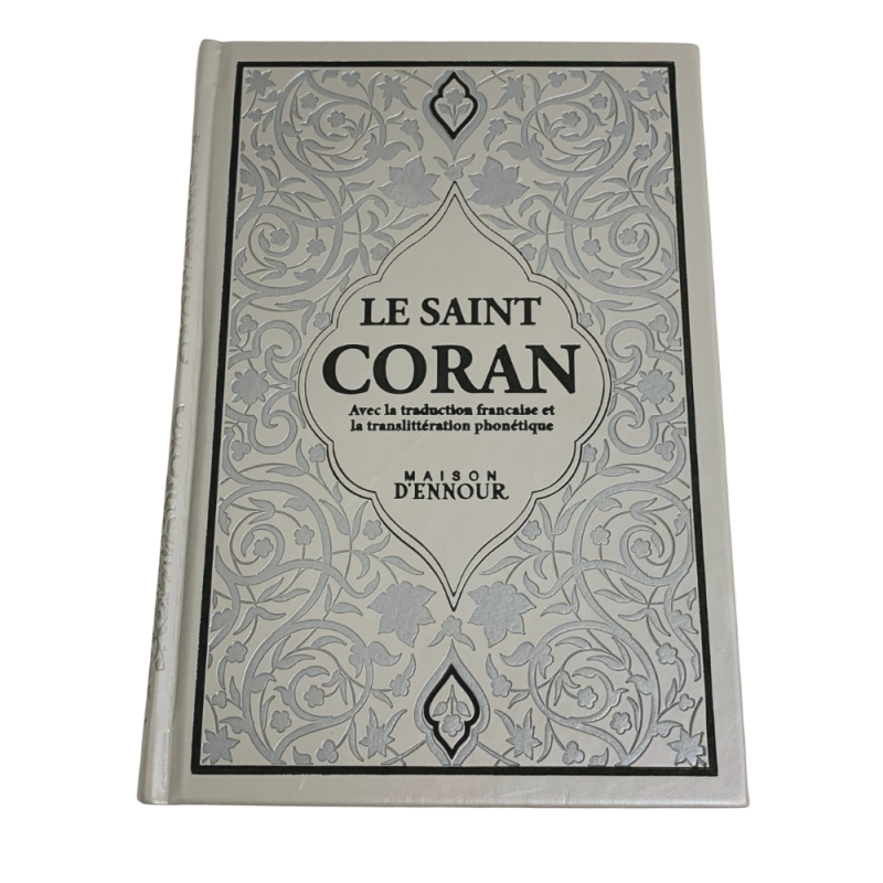 Le Saint Coran Blanc - Couverture Daim - Pages Arc-En-Ciel - Français-Arabe-Phonétique - Maison Ennour