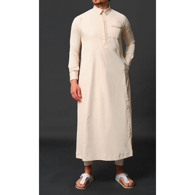Qaba'il : Sultan - Qamis Long Beigede Luxe Gamme Premium Qaba'il : Sultan - Qamis Long Beigede Luxe Gamme Premium