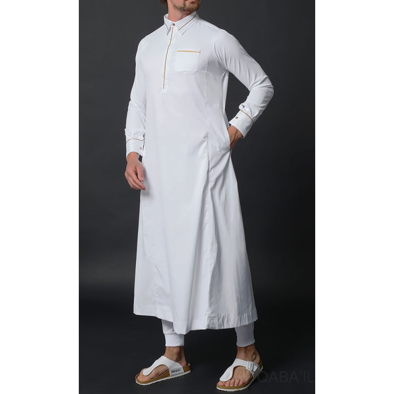 Qaba'il : Sultan - Qamis Long Blanc de Luxe Gamme Premium Qaba'il : Sultan - Qamis Long Blanc de Luxe Gamme Premium