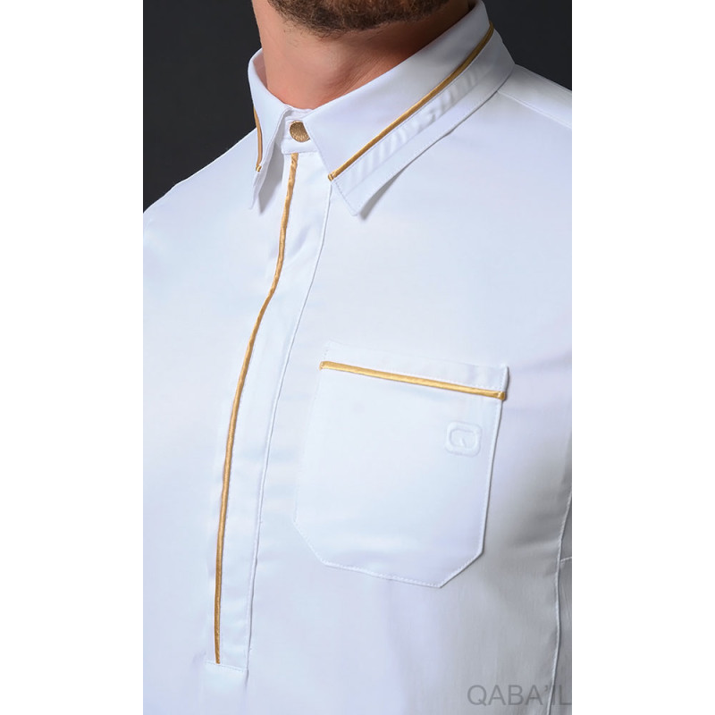 Qaba'il : Sultan - Qamis Long Blanc de Luxe Gamme Premium Qaba'il : Sultan - Qamis Long Blanc de Luxe Gamme Premium