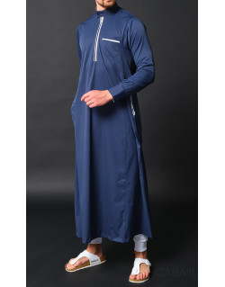 Qaba'il : Amir - Qamis Long Bleu Nuitde Luxe Gamme Premium