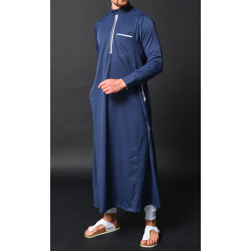 Qaba'il : Amir - Qamis Long Bleu Nuitde Luxe Gamme Premium