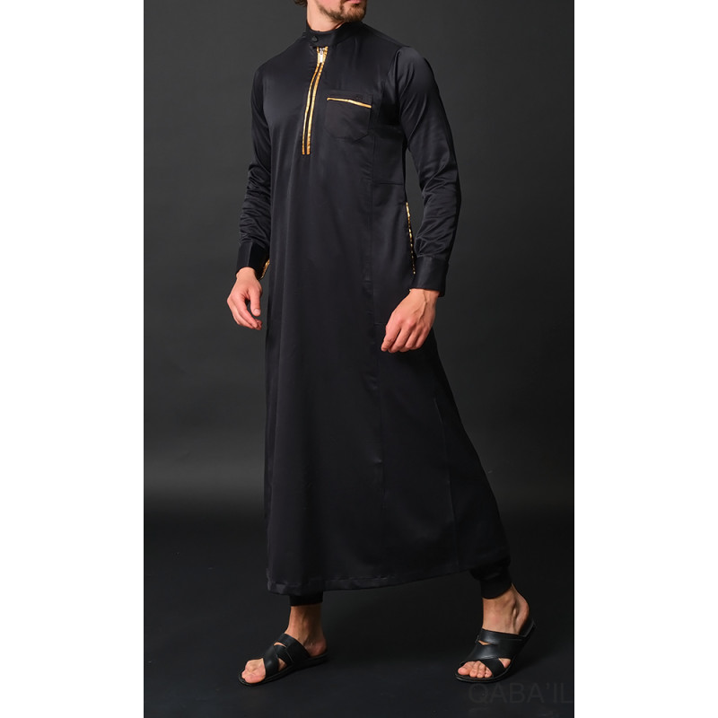 Qaba'il : Amir - Qamis Long Noir de Luxe Gamme Premium Qaba'il : Amir - Qamis Long Noir de Luxe Gamme Premium
