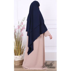 Khimar 2 Voiles - Bleu Nuit - Microfibre Léger - Jamila