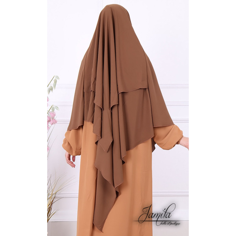 Khimar Marron Jamila : léger, doux et double voile