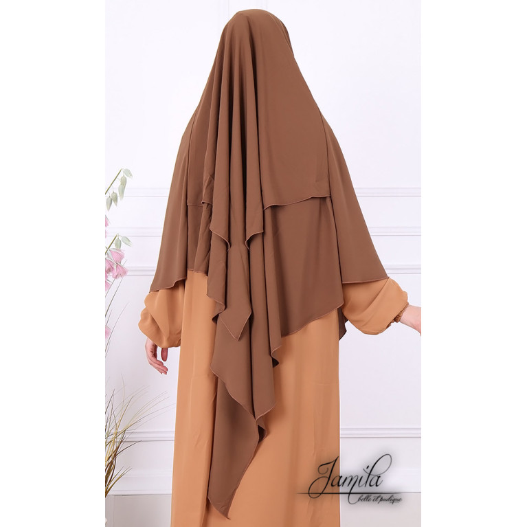 Khimar Marron Jamila : léger, doux et double voile