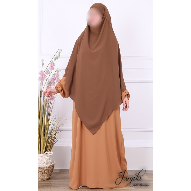 Abaya Papillon - Camel Foncé - Microfibre Léger - Jamila