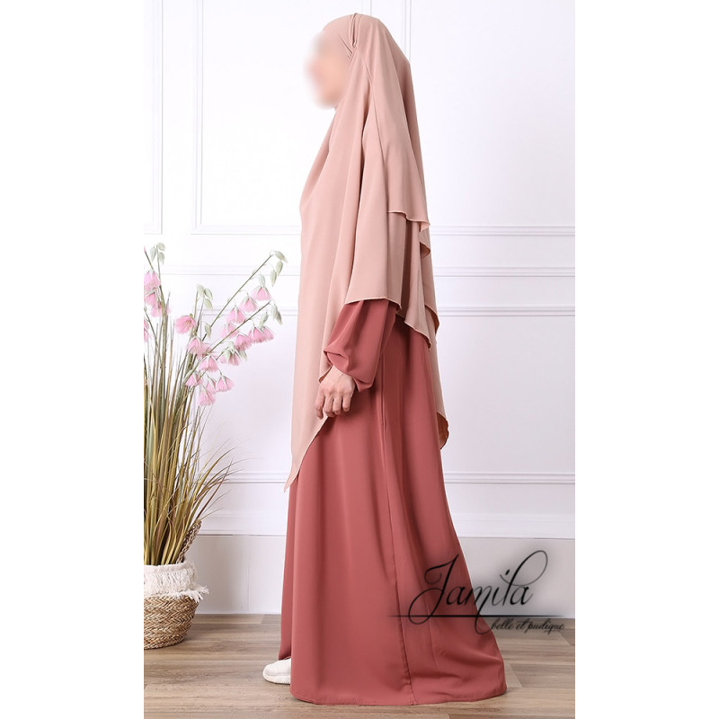 Abaya Papillon - Camel Foncé - Microfibre Léger - Jamila