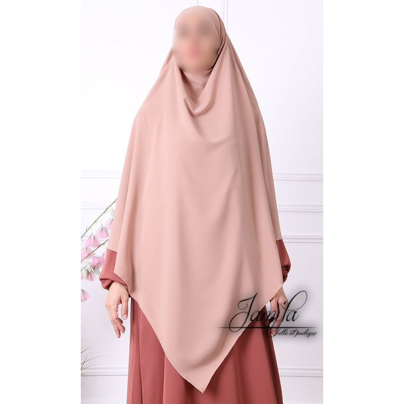 Khimar Taupe Rose Jamila : léger, doux et double voile