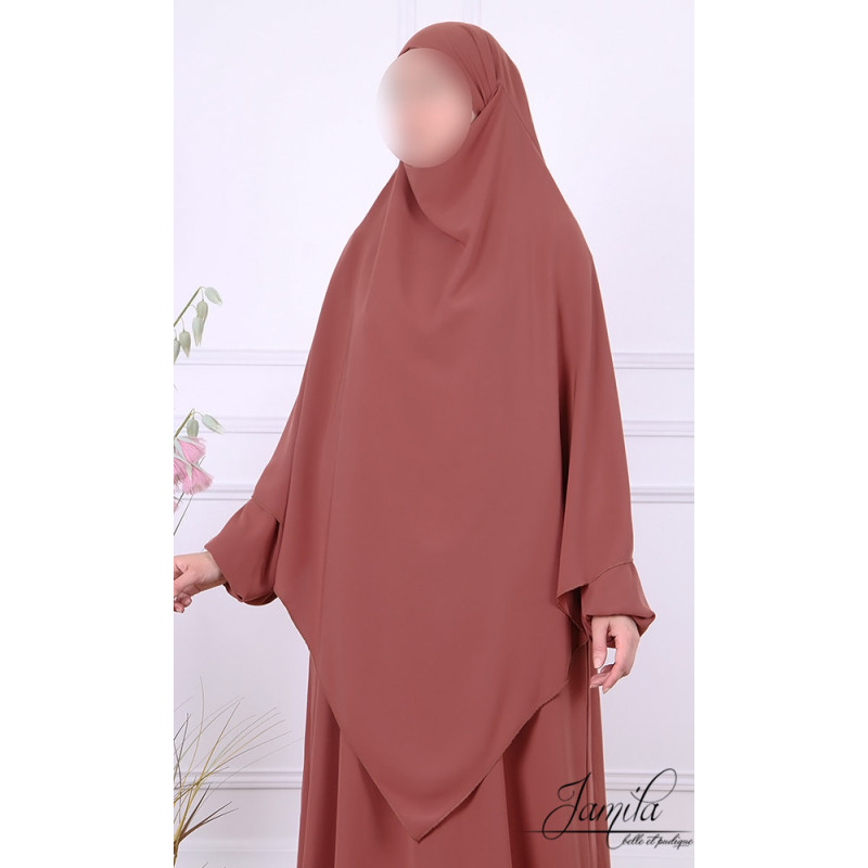 Khimar Terre Sienne Jamila : léger, doux et double voile