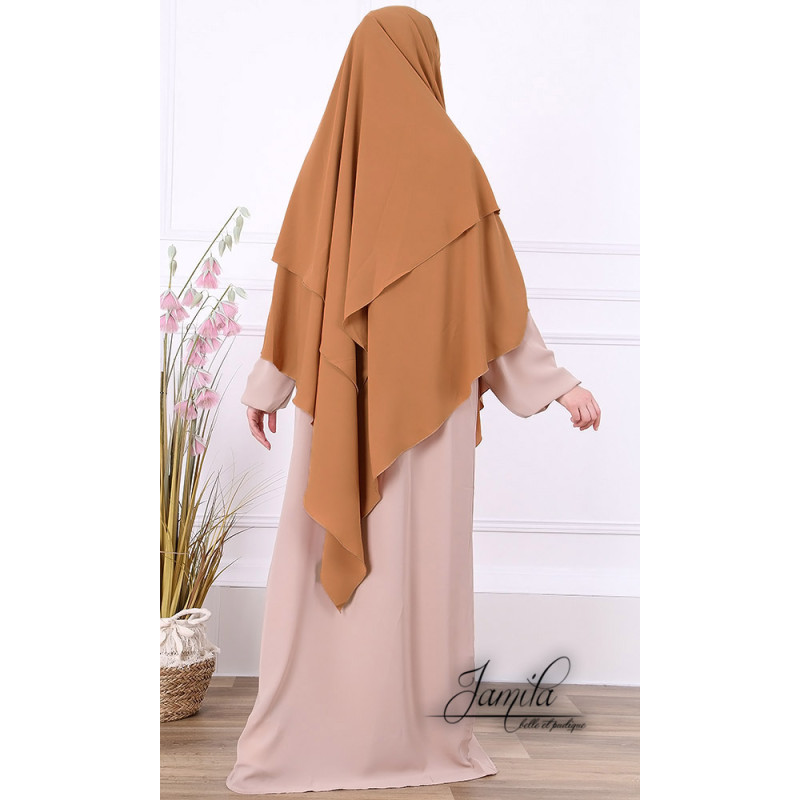 Khimar Camel Jamila : léger, doux et double voile