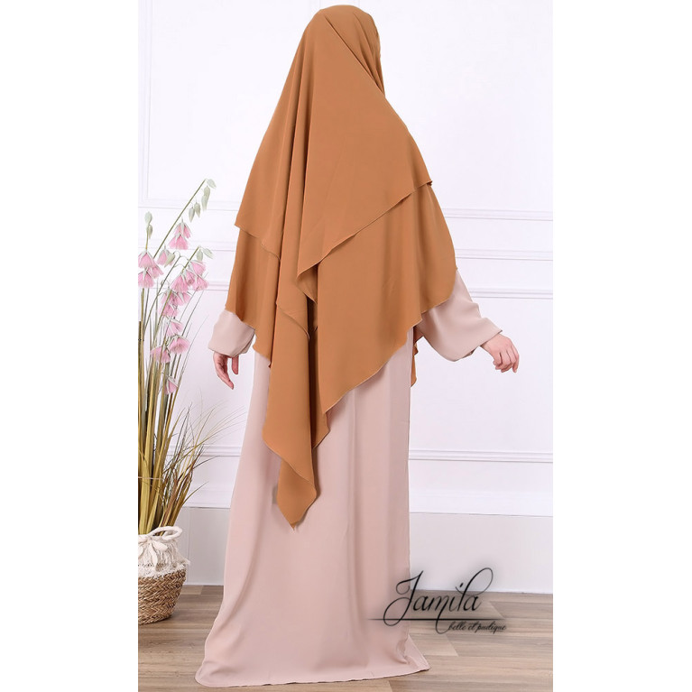 Khimar Camel Jamila : léger, doux et double voile