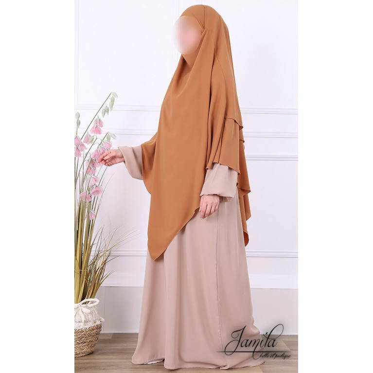 Khimar Camel Jamila : léger, doux et double voile