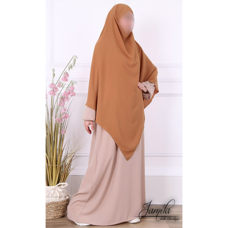 Khimar Camel Jamila : léger, doux et double voile