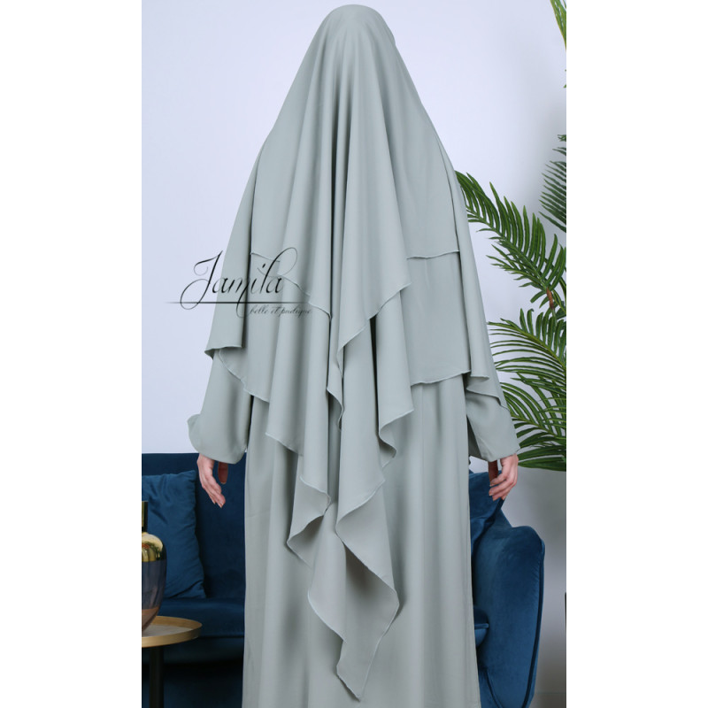 Khimar Vert d'Eau Jamila : léger, doux et double voile