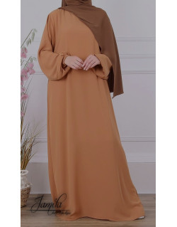 Abaya Manche Elastique - Camel - Microfibre Léger - Jamila