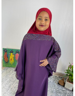 Abaya Coupe Papillon - Fille Dubai Enfant - Violet