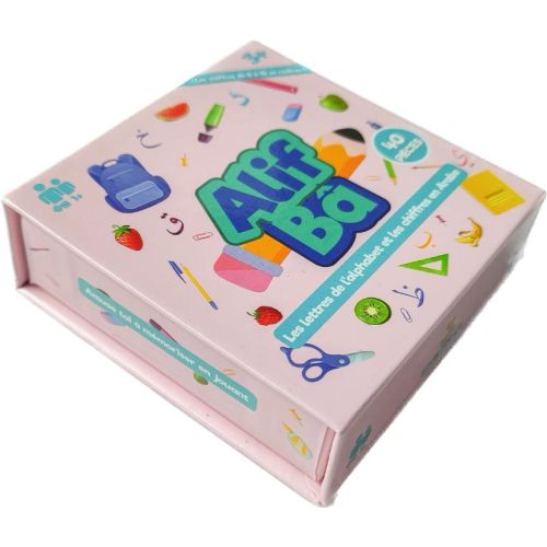 Carte Alphabet et Chiffres Arabe-Rose - 40 Cartes -The Family - A partir de 3 ans Carte Alphabet et Chiffres Arabe-Rose - 40 Cartes -The Family - A partir de 3 ans