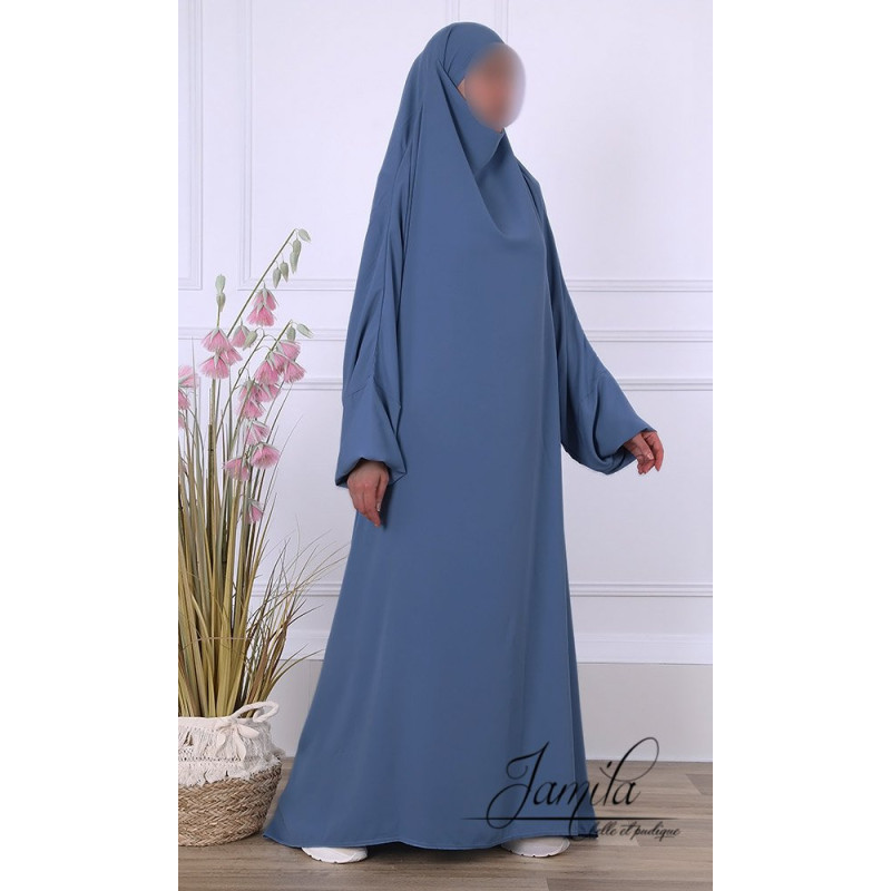 JIlbab 1 Pièce - Bleu Jean - Microfibre Léger - Jamila