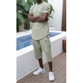 Ensemble IGO : Sarouel Cargo et T-shirt Vert Clair, Qaba'il