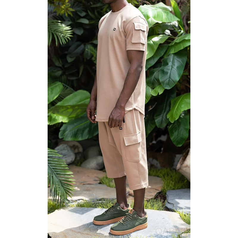 Ensemble IGO : Sarouel Cargo et T-shirt Camel, Qaba'il