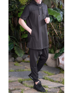 Ensemble Delta Light : Qamis Manche Court + Sarouel - Noir - Qaba'il
