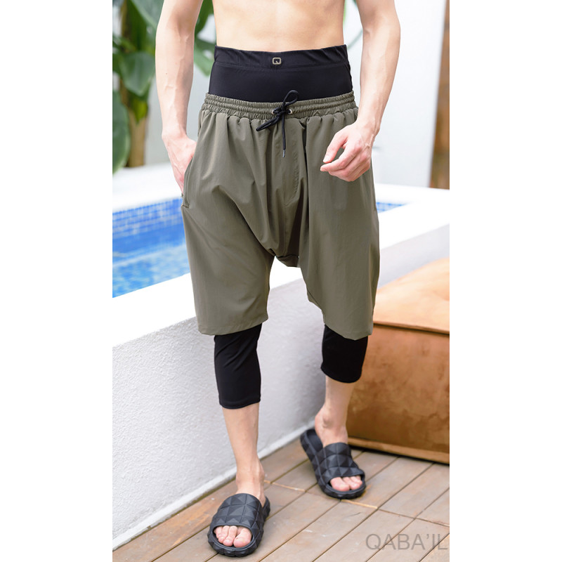 Sarouel de Bain Cycliste - SwimShort - Kaki - Qaba'il