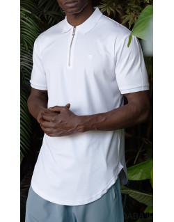 Polo Zip UP - Blanc - Manche Courte - Qaba'il