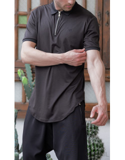 Polo Zip UP - Noir - Manche Courte - Qaba'il
