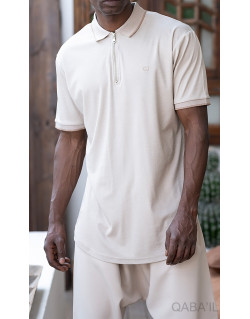 Polo Zip UP - Vert Amande - Manche Courte - Qaba'il