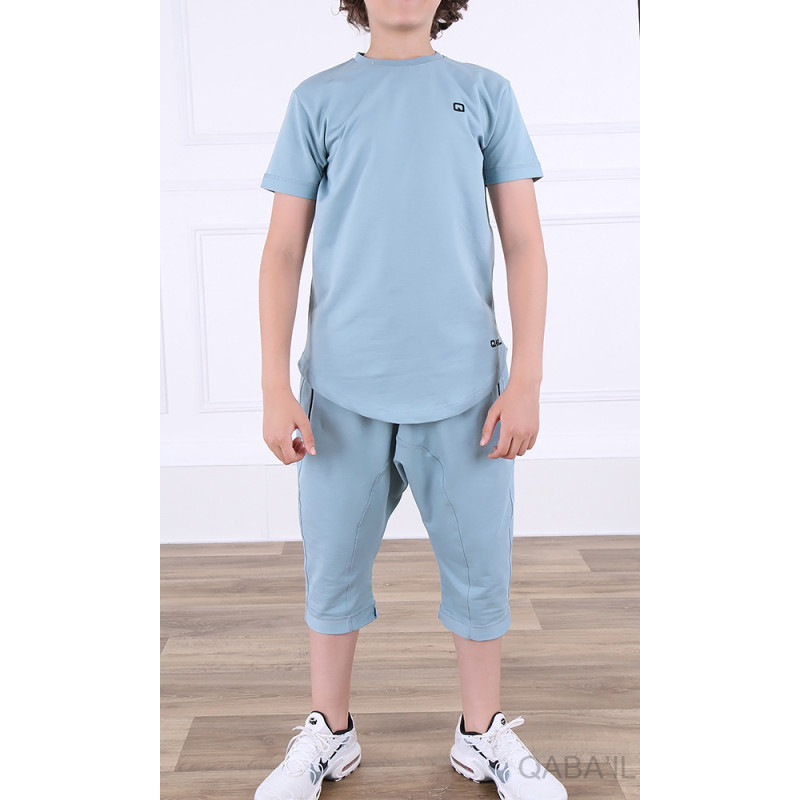 Ensemble Nautik Kid - Bleu Clair- Sarouel + T-Shirt de 3 à 16 ans - Qaba'il