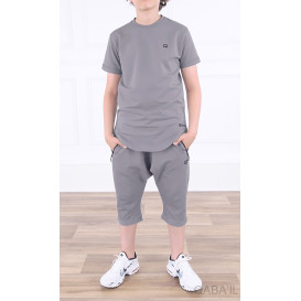 Ensemble Nautik Kid - Gris - Sarouel + T-Shirt de 3 à 16 ans - Qaba'il