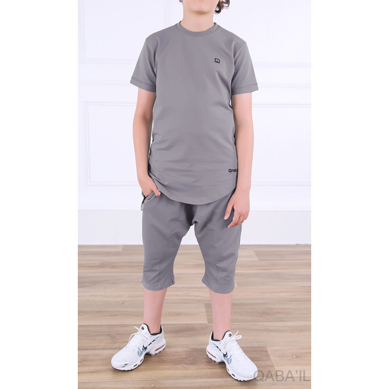 Ensemble Nautik Kid - Gris - Sarouel + T-Shirt de 3 à 16 ans - Qaba'il