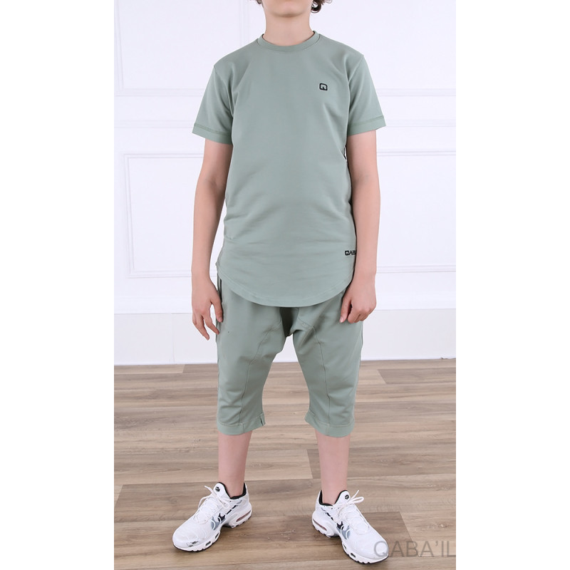 Ensemble Nautik Kid - Vert Amande - Sarouel + T-Shirt de 3 à 16 ans - Qaba'il