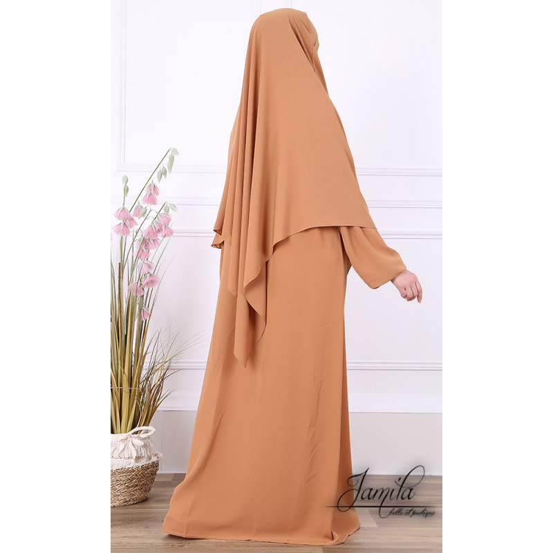 Abaya Papillon - Camel Foncé - Microfibre Léger - Jamila