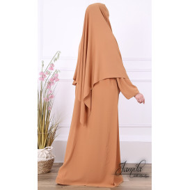 Abaya Papillon - Camel Foncé - Microfibre Léger - Jamila