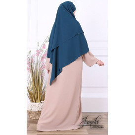 Khimar Bleu Canard Jamila : léger, doux et double voile