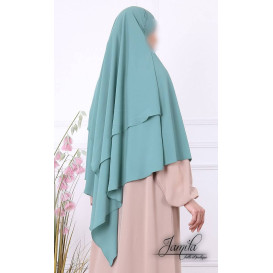 Khimar Bleu Vert Jamila : léger, doux et double voile