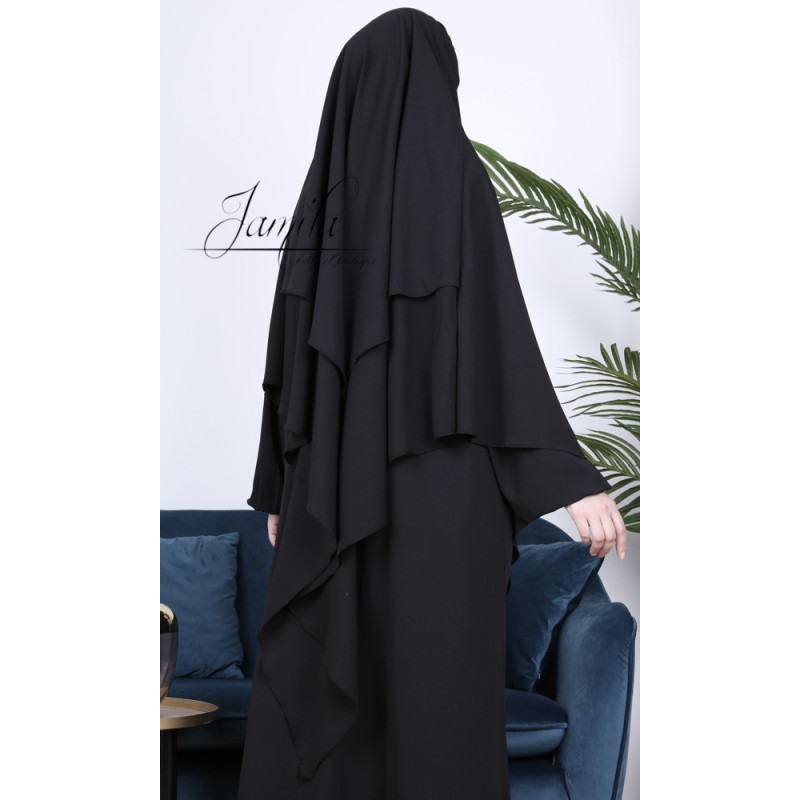 Khimar Gris Clair Jamila : Royal léger, doux et double voile