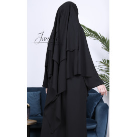 Khimar Gris Clair Jamila : léger, doux et double voile